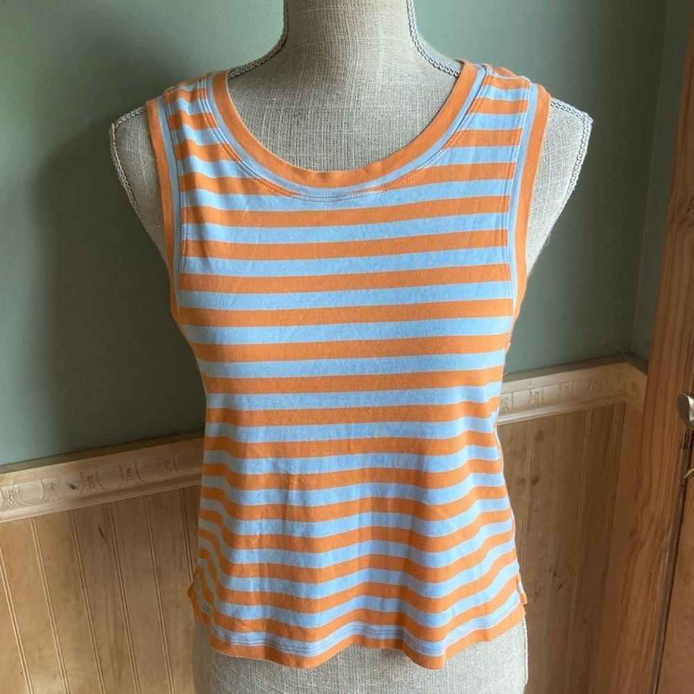 Maeve By Anthropologie Womens Crop Top Orange Stripe Sleeveless Stretch